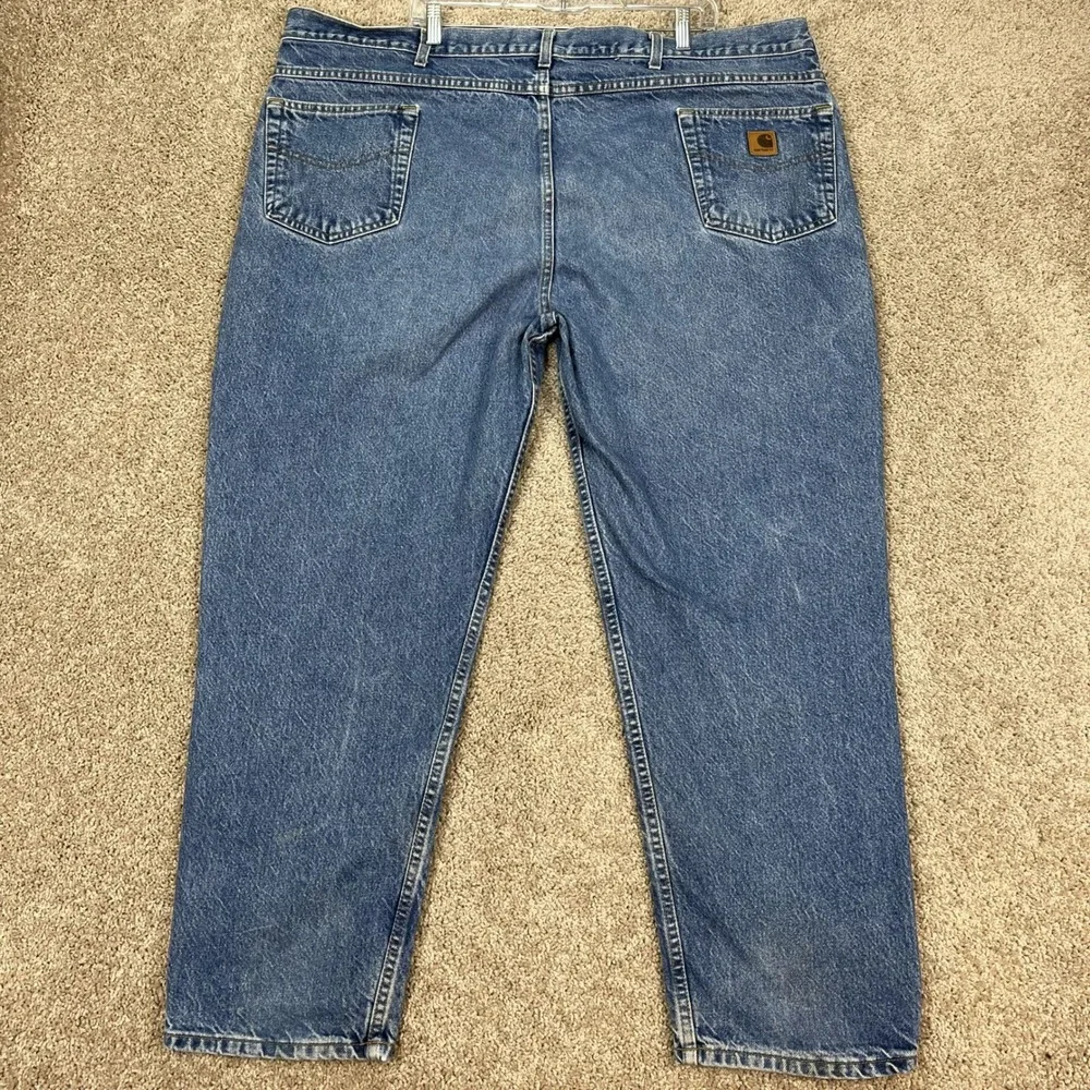 Carhartt Jeans Men 48x30 Medium Wash Denim Straight Leg 5 Pocket Relaxed Fit EUC